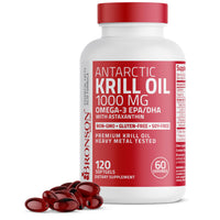 Thumbnail for Bronson Antarctic Krill Oil 1000 mg with Omega-3s EPA, DHA, Astaxanthin and Phospholipids 120 Softgels