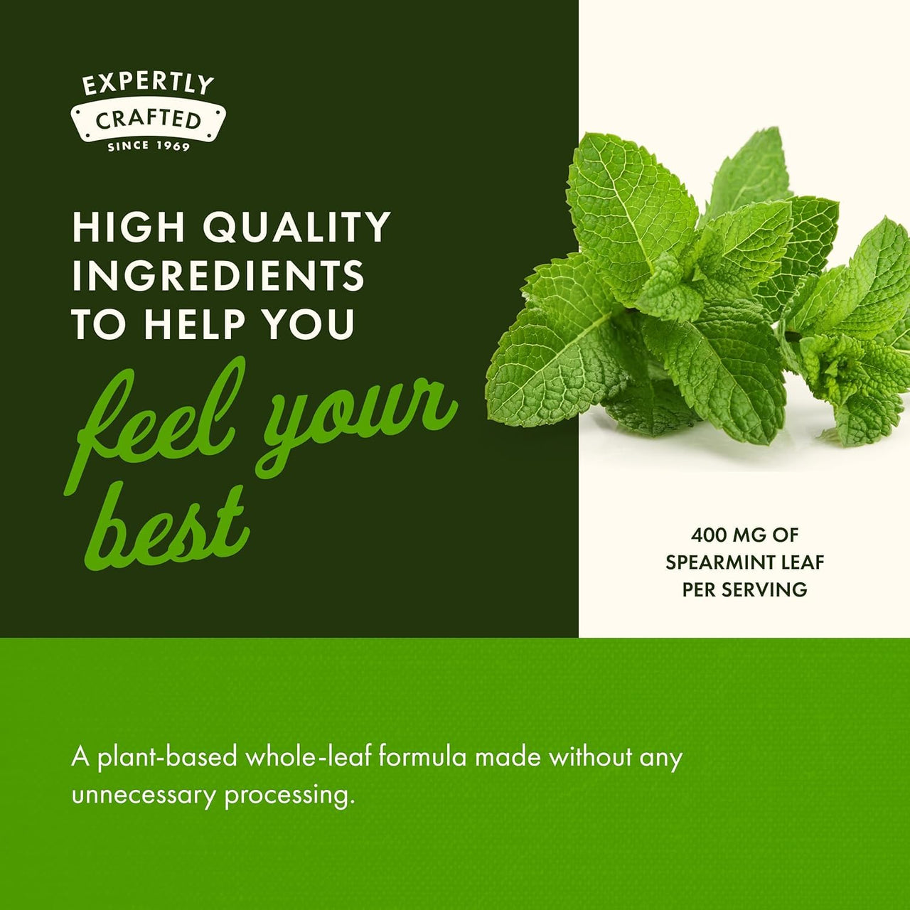Swanson Spearmint Leaf (Mentha Spicata)-Full Spectrum Herbal Supplement Supporting Digestive Health & Mild Stomach Issues - (60 Capsules, 400mg Each) 3 Pack