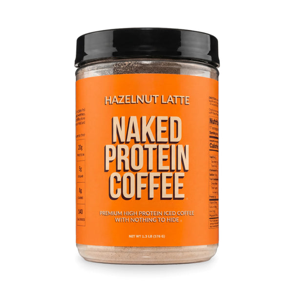 NAKED Hazelnut Latte Protein Coffee - Premium Colombian Iced Coffee Protein Shake Drink, Delicious Keto Friendly and Gluten Free, 17 Servings