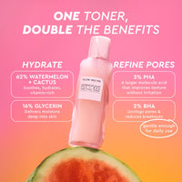 Thumbnail for Glow Recipe PHA + BHA Face Toner, Korean Exfoliating Toner for Pores, Gentle Chemical Exfoliant + Hydrating Toner, Watermelon, Cactus Water + Glycerin (150ml)