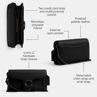 Thumbnail for Coach Polished Pebble Tabby Wristlet, Black, One Size