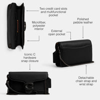 Thumbnail for COACH Polished Pebble Tabby Wristlet Black One Size