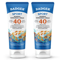 Thumbnail for Badger Reef Safe Sport Mineral Sunscreen - Unscented SPF 40, 98% Organic, Water Resistant Zinc, Approved for Hawaii & Mexico Reefs, 2.9 fl oz, 2-Pack