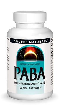 Thumbnail for Source Naturals PABA, para-Amino Benzoic Acid, 100 mg Dietary Supplement - 250 Tablets