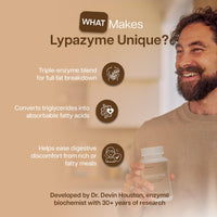 Thumbnail for Houston Enzymes – Lypazyme Lipase Digestive Enzymes for Women and Men –120 Capsules – 3 Enzyme Blend for Complete Breakdown of Triglyceride Fats, Enzyme for Digestion of High-Fat Meals & Fish Oil