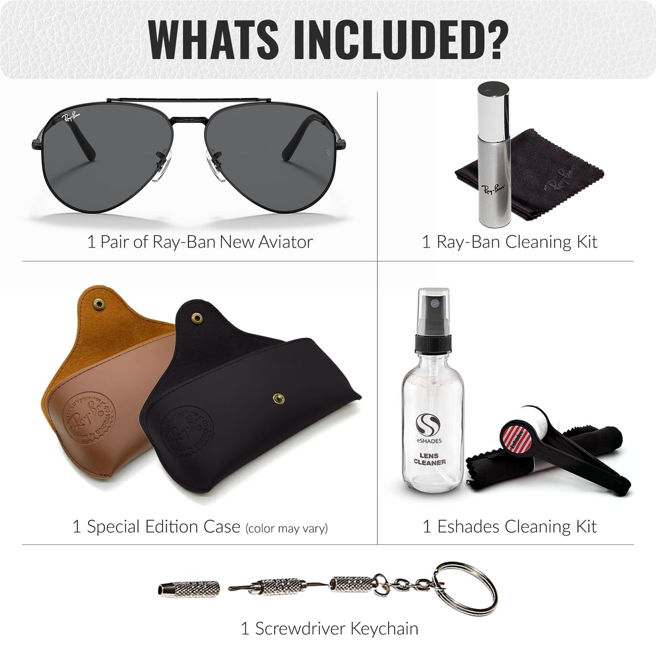 Ray-Ban RB3625 New Aviator Pilot Sunglasses With Eyewear Kit Bundle - Adjustable Nose Pads - Ideal Formal and Casual Wear Retro Sunglasses