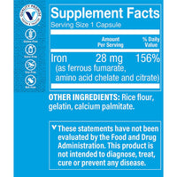 Thumbnail for The Vitamin Shoppe Iron 28G, Well Absorbed Forms of Iron, Supports Immune Health & Energy Production, Essential Mineral, Once Daily (100 Capsules)