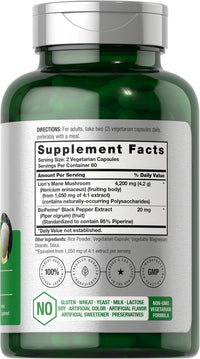 Thumbnail for Horbäach Lions Mane Mushroom Extract | 120 Capsules | Vegetarian, Non-GMO, Gluten Free Supplement