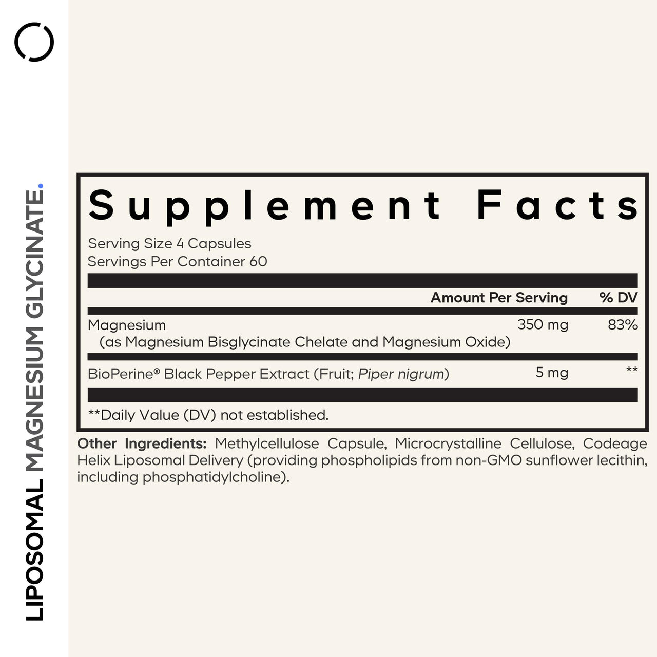 Codeage Liposomal Magnesium Glycinate Supplement, 2-Month Supply, Bisglycinate Magnesium Chelate, Chelated Magnesium Mineral Pills, BioPerine Black Pepper Vitamins Capsules, Non-GMO Vegan, 240 ct