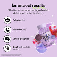 Thumbnail for Lemme Sleep Gummies with 5mg Melatonin, Elderberry, Magnesium, L-Theanine, Chamomile and Lavender, Drug-Free Nighttime Sleep Aid, Gluten Free, Gelatin Free, Non GMO, Berry Flavored (60 Count)
