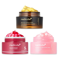 Thumbnail for medicube Capsule Cream Trio: TXA + Niacinamide, Deep Vitamin C, and Salmon DNA PDRN Capsule Cream | Hydrating, Clarifying Korean Skincare Set for Glowy, Firm, and Balanced Skin Tone