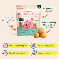 Thumbnail for WOOF Pupsicle Birthday Pops - Healthy Dog Treats - Pre-Made Pupsicle Refills- Wholesome Ingredients - Naturally Sweet - Cake-Flavored Birthday Treat for Dogs - Large
