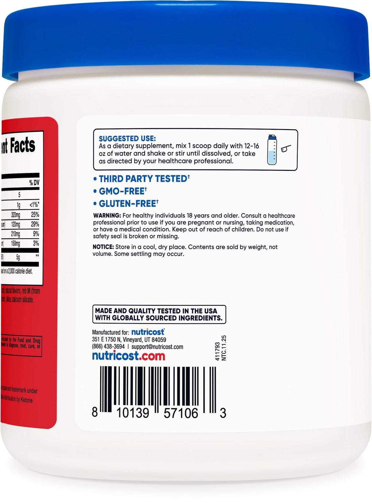 Nutricost BHB Salts Drink Mix (30 Servings, Fruit Punch Flavored) (5G BHB Per Serving) - 0G Total Sugars, Vegetarian Product