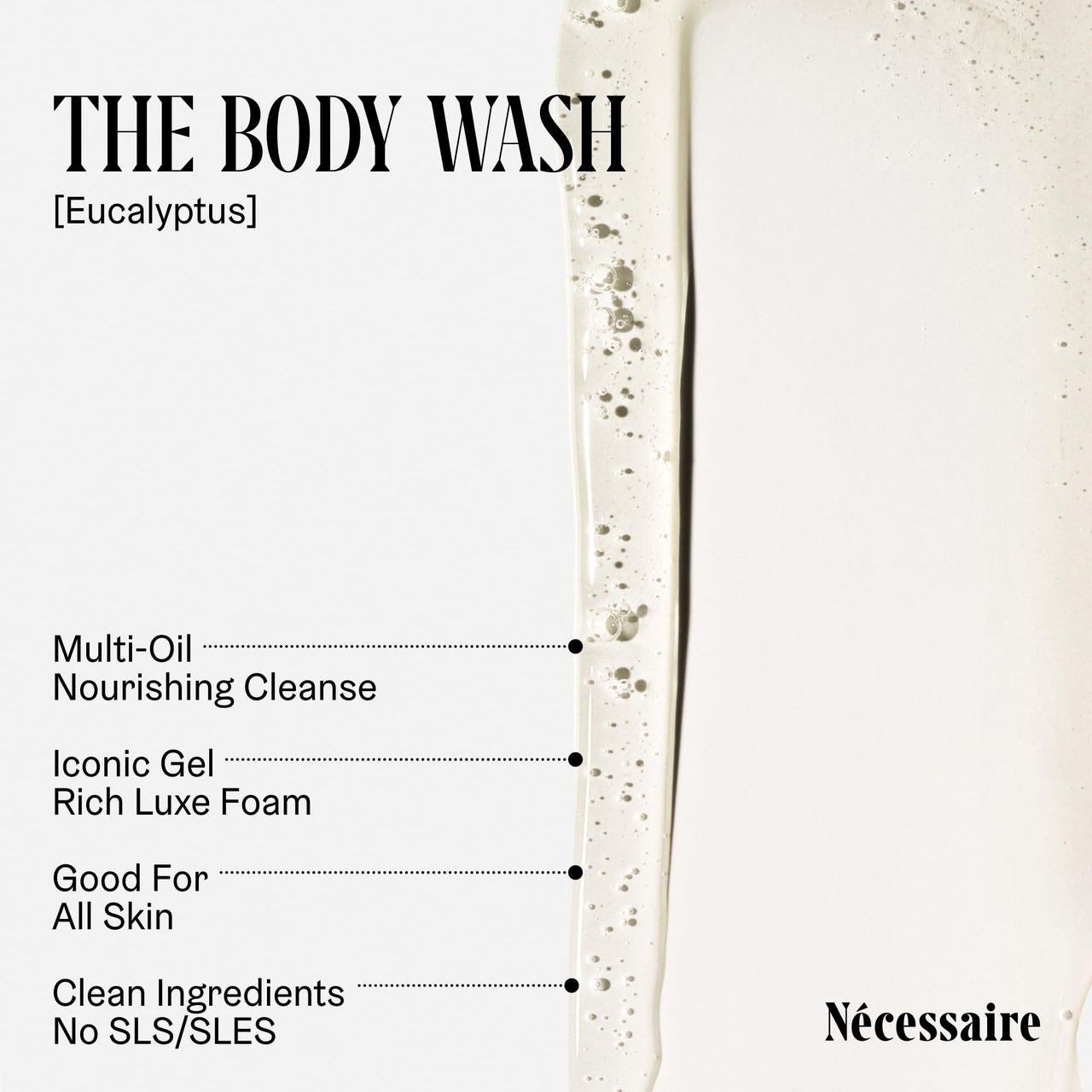 Nécessaire The Body Wash Eucalyptus — Multi-Oil Shower Gel Body Wash for Women + Men. Non-Comedogenic + Hypoallergenic for Sensitive Skin with Niacinamide. 500ml/16.9 fl oz