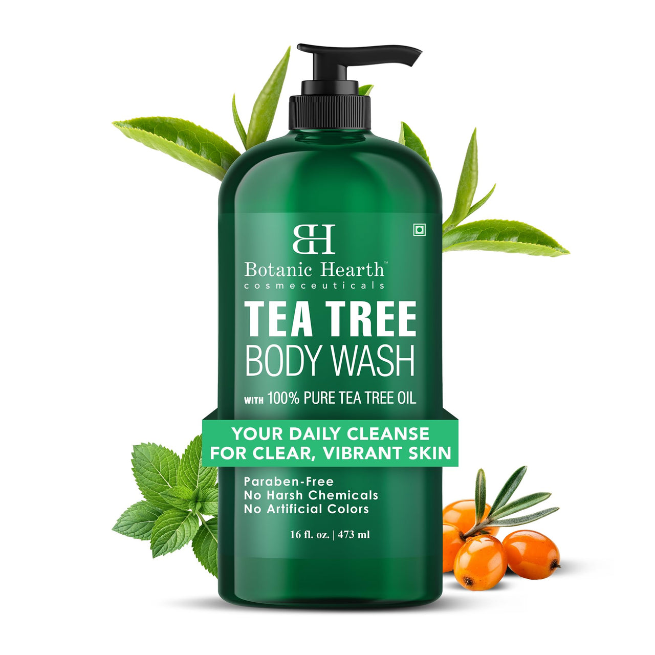 Botanic Hearth Tea Tree Body Wash -16 fl oz- All-Natural Antifungal & Odor-Control Shower Gel for Acne, Athlete’s Foot, Ringworm, Jock Itch & Healthy Skin,Sulfate & Paraben Free, for Men and Women