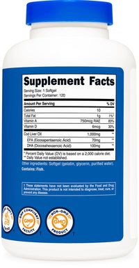 Thumbnail for Nutricost Cod Liver Oil 1000mg, 120 Softgels - Non-GMO & Gluten Free