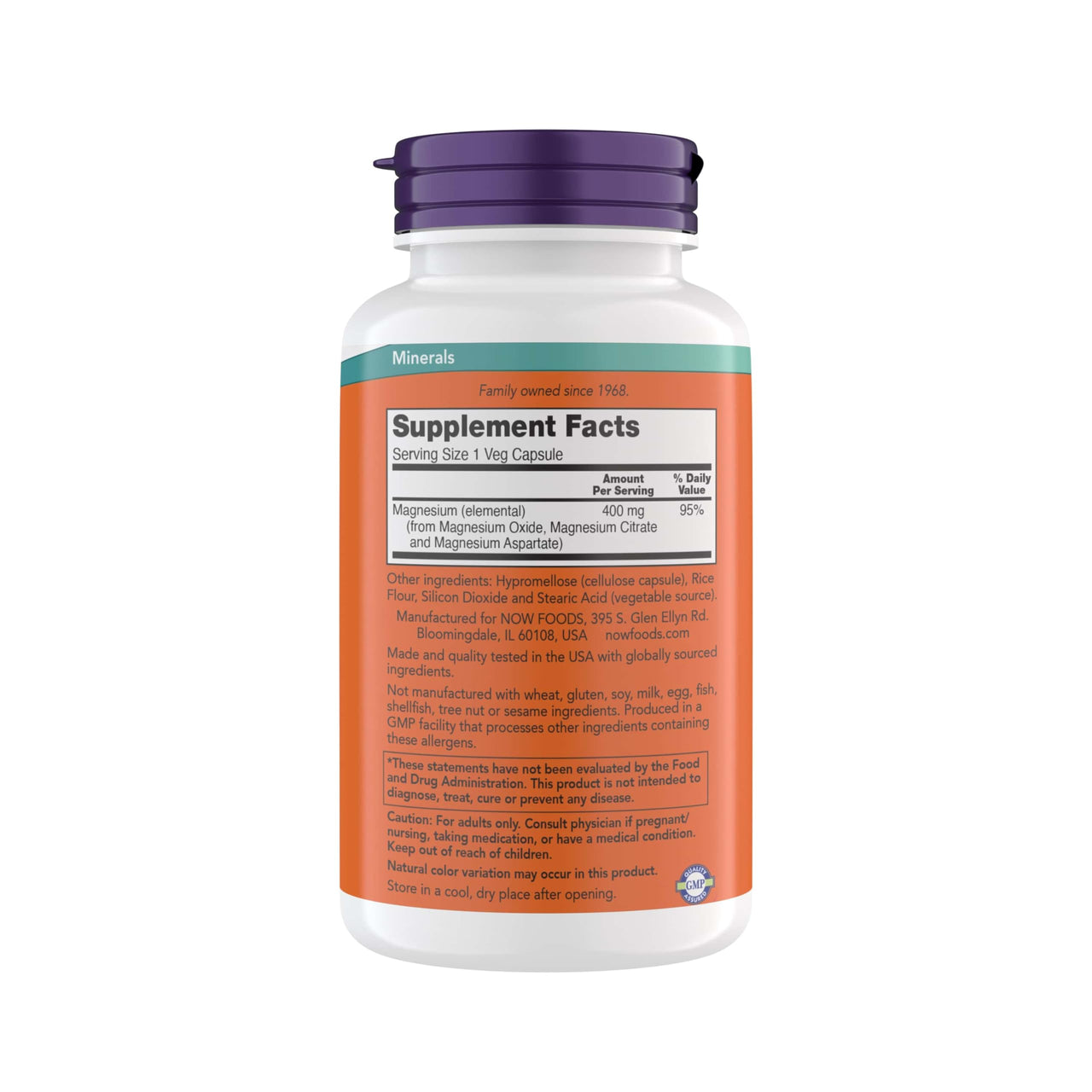 Now Supplements Magnesium 400mg - Enzyme Function*, Nervous System Support* - Magnesium Supplement for Men and Women, Kosher, Vegan, 360 Veg Capsules