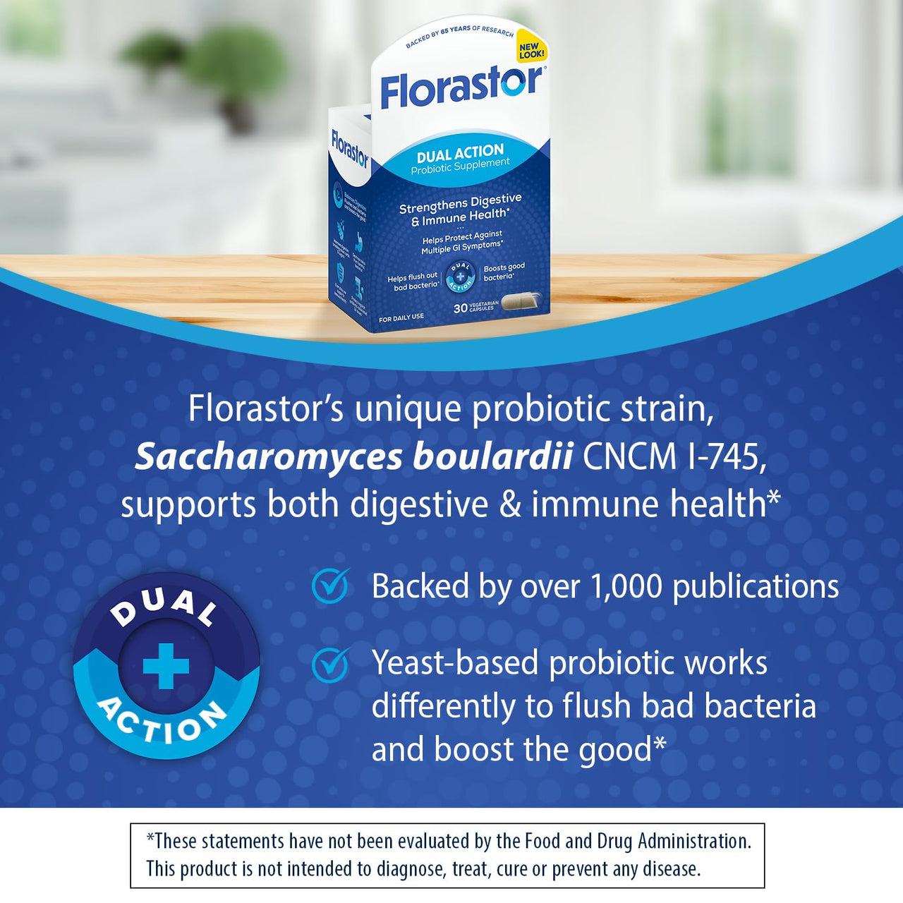 Florastor Probiotics for Digestive and Immune Health, 100 Capsules, Probiotics for Women & Men, Helps Flush Out Bad Bacteria, Boosts The Good with Our Unique Strain Saccharomyces Boulardii