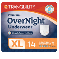 Thumbnail for Tranquility Premium Overnight Disposable Absorbent Underwear (14 Count) - XL, 48-66 in. Waist - Maximum Absorbency, All-Night Sleep, Breathable Comfort, Adult Diapers