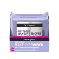 Thumbnail for Neutrogena Night Calming Makeup Remover Face Wipes, Nighttime Cleansing Towelettes Remove Sweat, Dirt & Makeup & Calms Skin, Hypoallergenic, 100% Plant Based Cloth, 50 Count (2 Packs of 25)