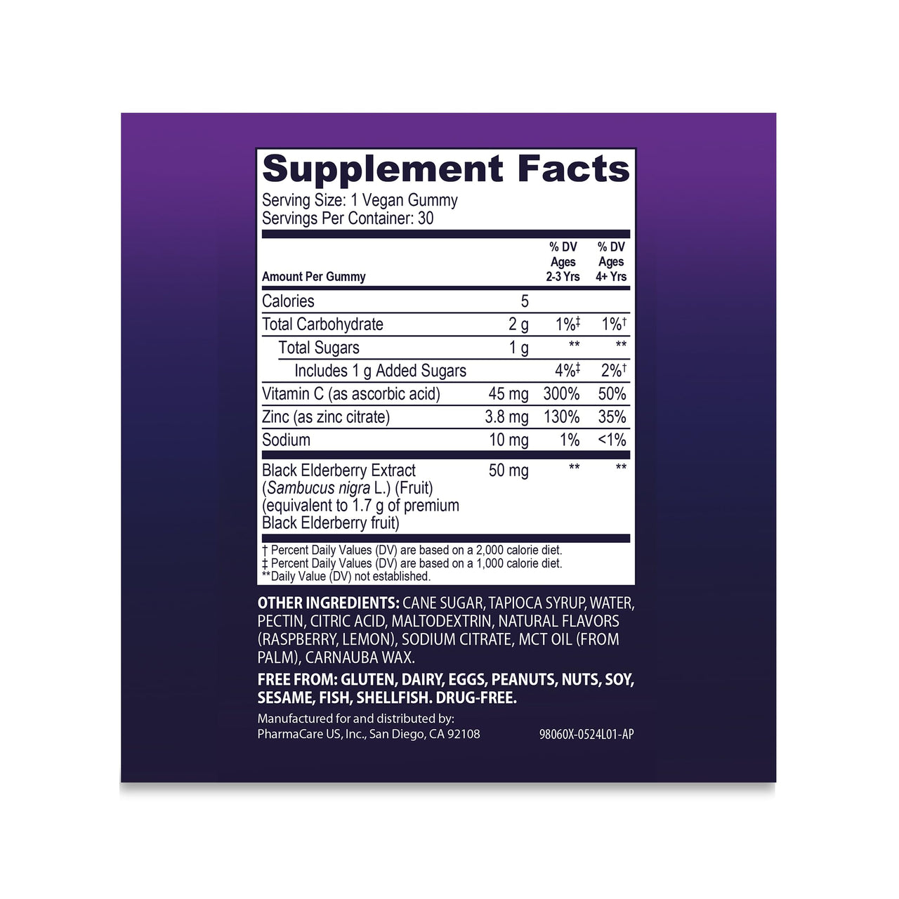 Sambucol Black Elderberry Gummies for Kids - Elderberry Gummies with Zinc and Vitamin C, Chewable Supplement for Kids, Low Sugar, Berry Flavor - 30 Count