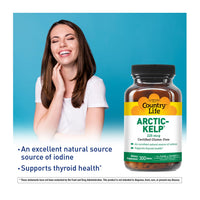 Thumbnail for Country Life Arctic-Kelp – Natural Iodine Supplement for Thyroid and Immune Support – Vegan, Gluten-Free, 225 mcg – Ideal for Thyroid Health, Hypothyroidism, and Adrenal Support, 300 Tablets