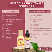 Thumbnail for De La Cruz Vitamin E Oil for Face 28,000 IU - No Preservatives, Artificial Colors or Fragrances, Made in USA 1 FL. OZ.