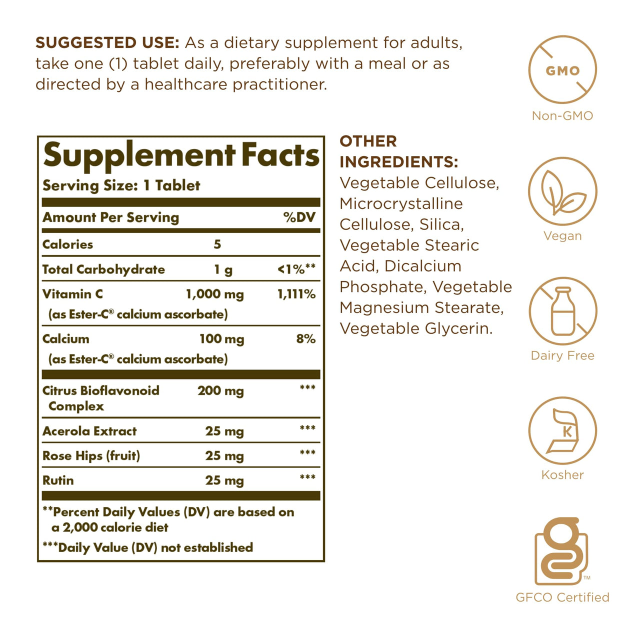 Solgar, Vitamin C W Ester Plus 1000mg, 180 Count