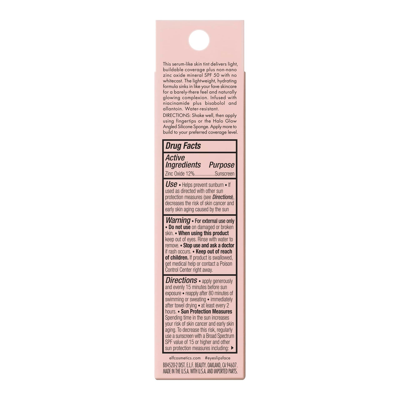 e.l.f. Halo Glow Skin Tint SPF 50, Tinted Moisturizer For Light, Buildable Coverage, Creates A Natural Glow, Vegan & Cruelty-Free, 17 Rich Warm