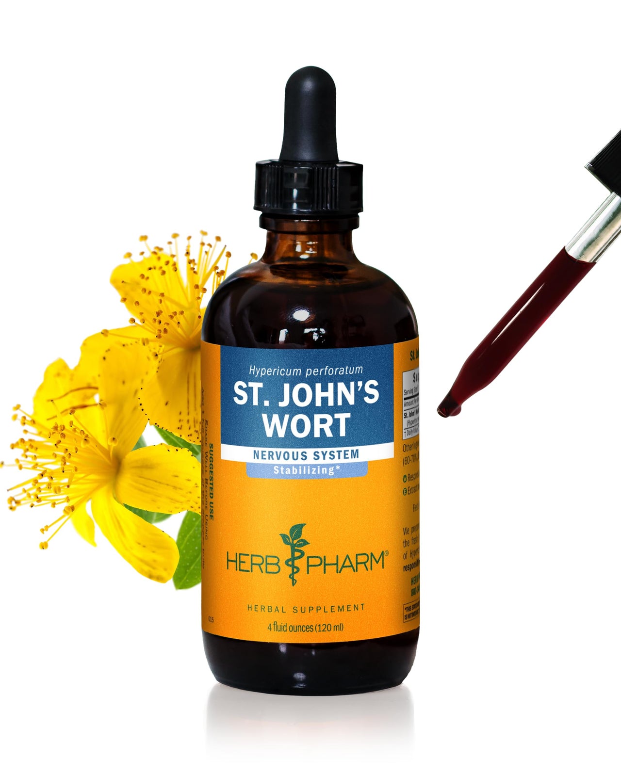 Herb Pharm St. John's Wort Liquid Extract for Positive Mood and Emotional Balance, Cane Alcohol, 4 Ounce