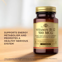 Thumbnail for Solgar Vitamin B12 500 mcg - 100 Tablets - Vegan, Gluten Free, Dairy Free, Kosher - 100 Servings (Pack of 2)