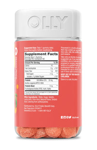 Thumbnail for OLLY Probiotic + Prebiotic Gummy, Digestive Support and Gut Health, 500 Million CFUs, Fiber, Adult Chewable Supplement for Men and Women, Peach, 60 Day Supply - 60 Count