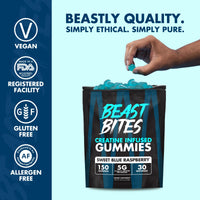 Thumbnail for BEAST BITES - Creatine Infused Gummies - 5g Creapure Creatine Monohydrate Per Serving - NSF Certified for Sport - 30 Servings (Blue Raspberry)