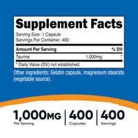 Thumbnail for Nutricost Taurine 1000mg, 400 Capsules