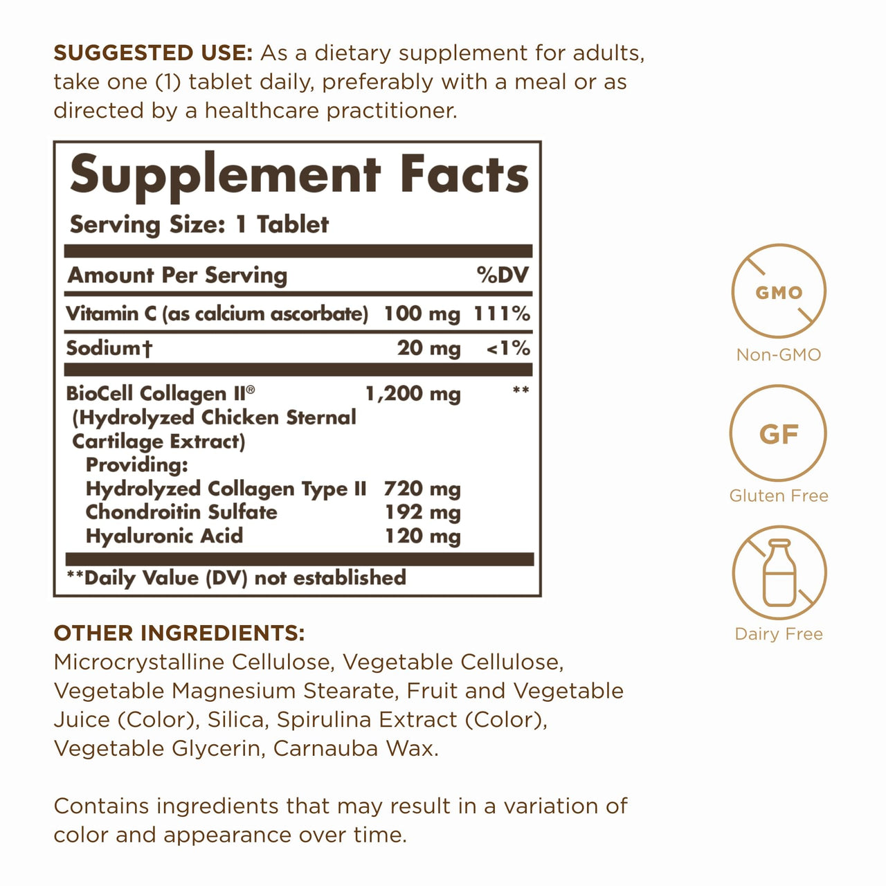 Solgar Collagen Hyaluronic Acid Complex - 30 Tablets - With Hydrolyzed Collagen Type 2 & Chondroitin - Non-GMO, Gluten & Dairy Free - 30 Servings