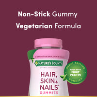 Thumbnail for Nature's Bounty Optimal Solutions Hair, Skin and Nails Pectin Gummies, 2500 mcg Biotin Per Serving, No Stick Gummy, Vegetarian Formula, Strawberry Flavor, 200 count, 100 Total Servings