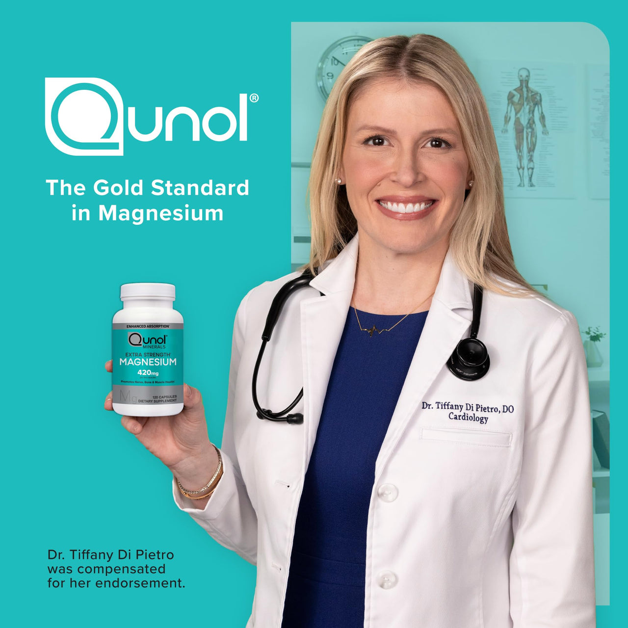 Qunol Magnesium Capsules 420mg, High Absorption Magnesium Supplement, Extra Strength, Bone and Muscle Health Supplement, 120 Count