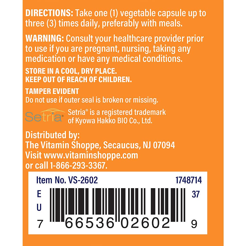 The Vitamin Shoppe Reduced Gluthathione 500MG, Antioxidant Supplement That (60 Capsules)