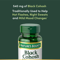 Thumbnail for Nature's Bounty Black Cohosh Root Pills and Herbal Health Supplement, Natural Menopausal Support, 540 mg, 100 Capsules