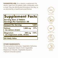 Thumbnail for Solgar Calcium Magnesium Citrate, 250 Tablets (Pack of 2) - Supports Healthy Bones & Teeth - Musculoskeletal & Nervous System Support - Highly Absorbable - Non-GMO and Vegan - 100 Total Servings