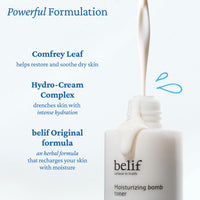 Thumbnail for belif Moisturizing Bomb Hydrating Toner - Ceramide Milky Texture, Strengthens Skin Barrier, Soothing & Repair Serum Essence, Ultra-Hydrating 2-in-1 Toner & Moisturizer, Korean Skincare, 5.07 Fl Oz