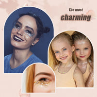 Thumbnail for Face Body Glitter, Hair Glitter Sparkles Chunky Face Glitter Gel for Girls Makeup Singer Concerts Mermaid Festival Sequins Face Paint (White+Silver+Pink+Gold+Blue)