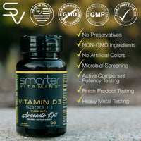 Thumbnail for (3 Pack) Smarter Vitamin D3 5000 IU in Avocado Oil 125mcg 270 Mini Softgels