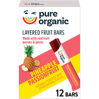 Thumbnail for Pure Organic, Layered Fruit Bars, Pineapple Passionfruit, Gluten Free and Vegan Fruit Snacks, 6.2oz Box (12 Count)