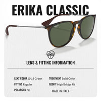 Thumbnail for Ray-Ban RB4171 ERIKA CLASSIC Phantos Shaped Non-Polarized Sunglasses for Women – Includes Official RAYBAN Eyewear Kit – Ideal Formal & Casual Wear Sunglasses – G-15 Green Lens
