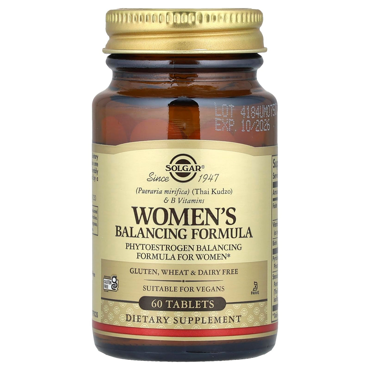 Solgar Women's Balancing Formula, 60 Tablets - Pueraria Mirifica - Phytoestrogen Balancing Formula, Energy Metabolism, Nervous System Health - Vegan, Gluten-Free, Dairy Free, Kosher - 60 Servings