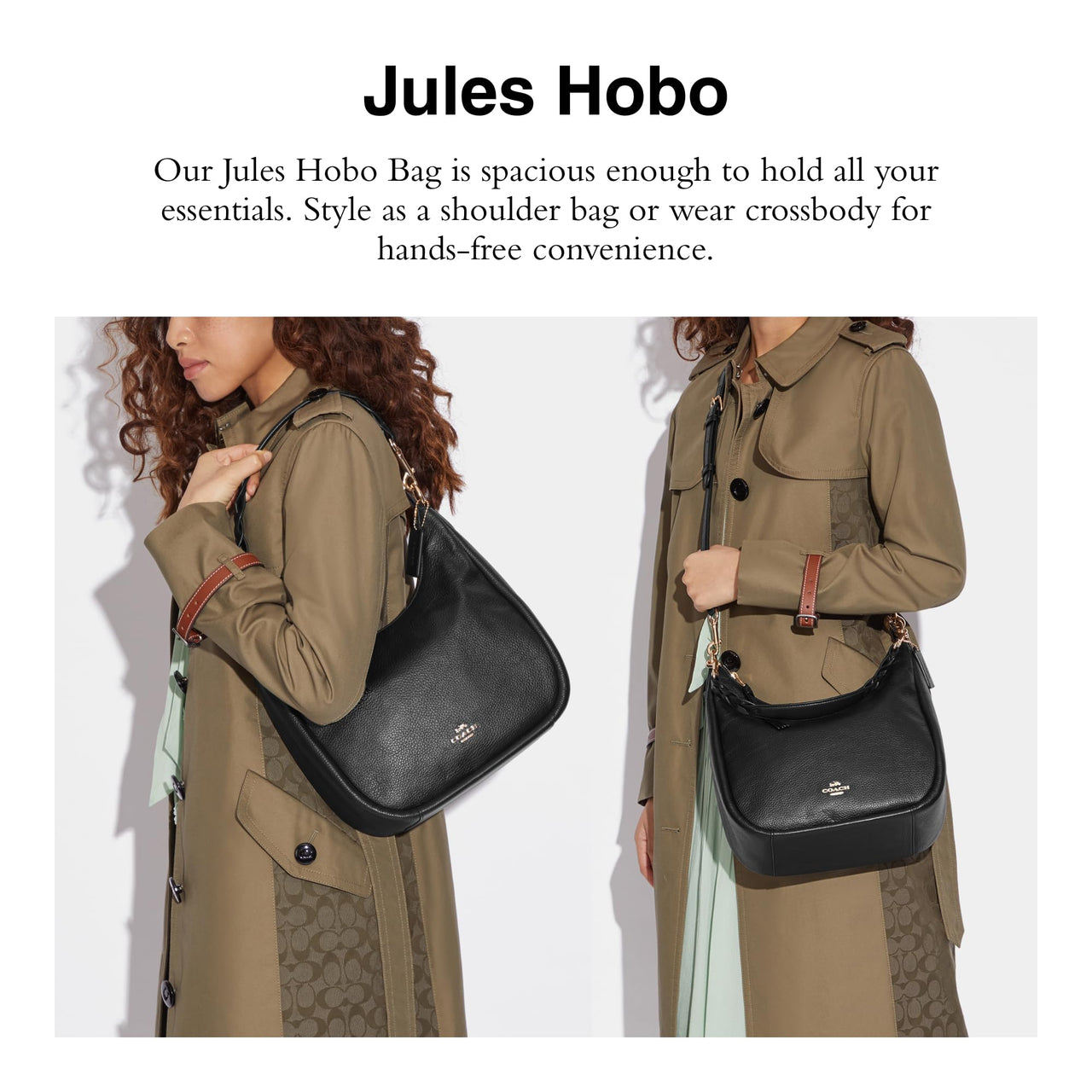 Buy COACH Jules Hobo Shoulder Bag, Black Online - DistaUSA
