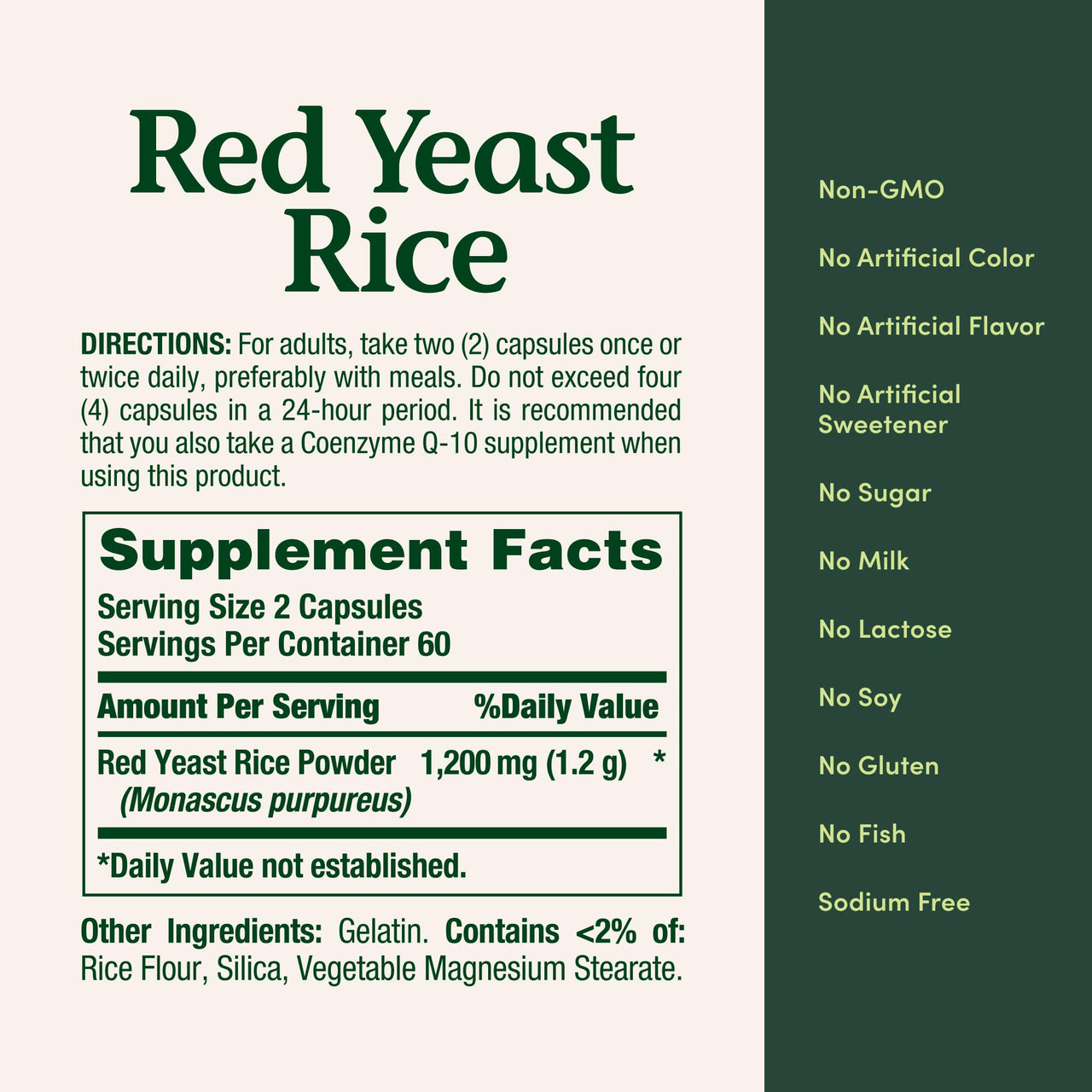 Nature's Bounty Red Yeast Rice Pills and Herbal Health Supplement, Dietary Additive, 600mg, 120 Capsules