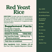 Thumbnail for Nature's Bounty Red Yeast Rice Pills and Herbal Health Supplement, Dietary Additive, 600mg, 120 Capsules