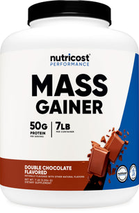 Thumbnail for Nutricost Mass Gainer Double Chocolate Flavor, 7 LBS, 50 Grams of Protein Per Serving - Non-GMO & Gluten Free